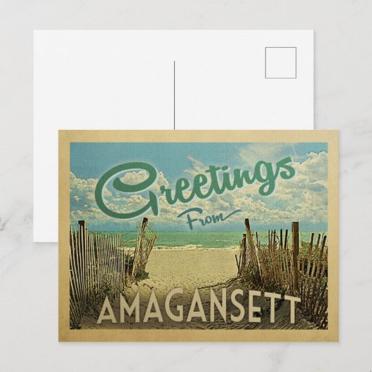 Amagansett Beach Vintage Travel Briefkaart (Voorkant / Achterkant)