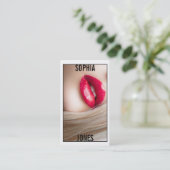 ĀMakeup Artist Red Lips Foto Visitekaartje Μ: (Staand voorkant)