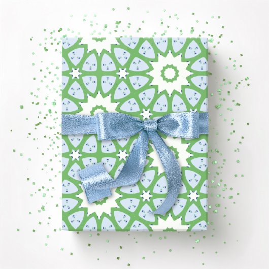 Amal Star Lattice in Slate and Green Cadeaupapier