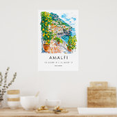 Amalfi Aquarel Poster Amalfi Reisprint (Keuken)