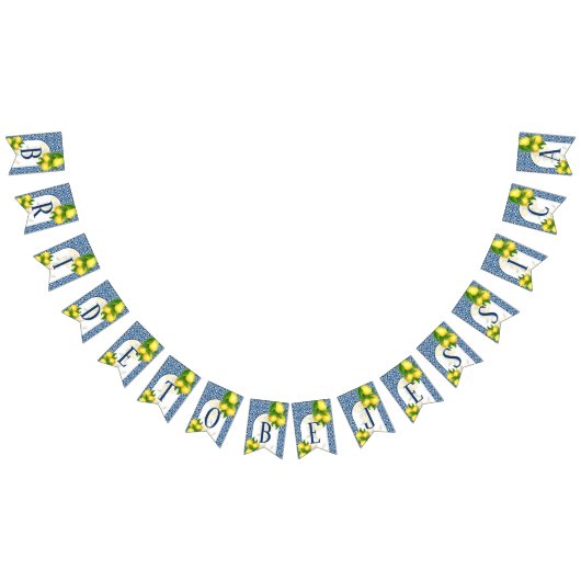 Amalfi blauw tegel citroenbruin met 7 letters vlaggetjes (Alle)