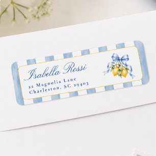 Amalfi Blauwe Citroen Baby Shower Retouradres Etiket