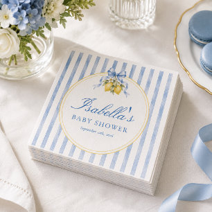 Amalfi Blauwe Gestreepte Citroen Baby Shower Servet