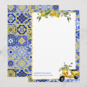 Amalfi Blue Tegel Italian Scooter Lemons Notecard Kaart (Voorkant / Achterkant)