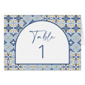 Amalfi Blue Tile Table Number Horizontale kaart (Voorkant Horizontaal)