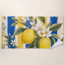 Amalfi Cabana Luxe Strandhanddoek | Blauw & Citroe