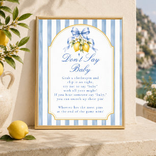 Amalfi Citroen Baby Shower 'Baby' Niet Zeggen Spel Poster