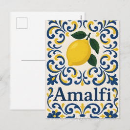 Amalfi Citroen - Blauw Geel Wit Mediterraan Feestdagenkaart