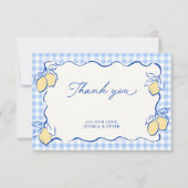 Amalfi Citroen Blauwe Gingham Bedankkaart (Voorkant)