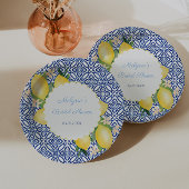 Amalfi-citroen blauwe witte Italië tegels bruidson Papieren Bordje