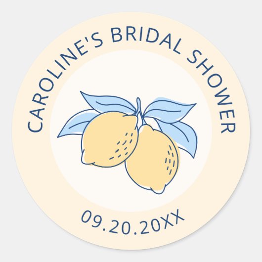 Amalfi Citroen Bruidsdouche Ronde Sticker (Voorkant)