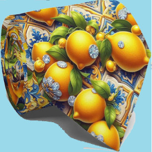 Amalfi Citroen Mediterrane Faux Diamanten Faux Zij Stropdas