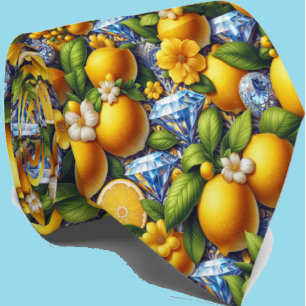 Amalfi Citroen Mediterrane Faux Diamanten Faux Zij Stropdas