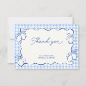 Amalfi Citroenblauwe Gingham Bedankkaart (Voorkant)