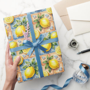 Amalfi-citroenen, diamanten & mediterrane tegels  cadeaupapier