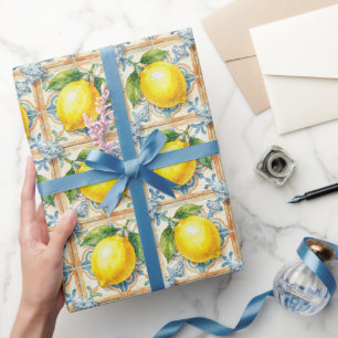 Amalfi-citroenen, diamanten & mediterrane tegels  cadeaupapier