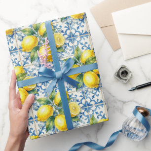 Amalfi-citroenen, diamanten & mediterrane tegels  cadeaupapier