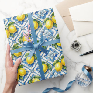 Amalfi-citroenen, diamanten & mediterrane tegels  cadeaupapier
