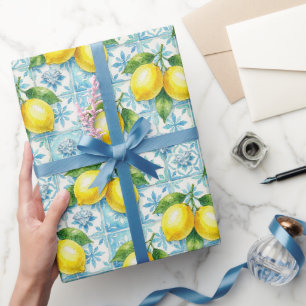 Amalfi-citroenen, diamanten & mediterrane tegels  cadeaupapier