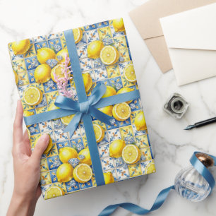 Amalfi-citroenen, diamanten & mediterrane tegels  cadeaupapier