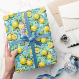 Amalfi-citroenen, diamanten & mediterrane tegels  cadeaupapier