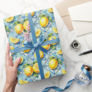 Amalfi-citroenen, diamanten & mediterrane tegels  cadeaupapier