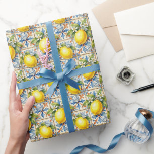 Amalfi-citroenen, diamanten & mediterrane tegels cadeaupapier