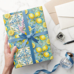 Amalfi-citroenen, diamanten & mediterrane tegels  cadeaupapier