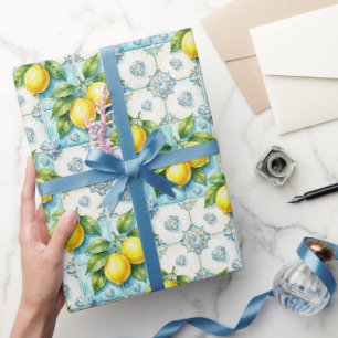 Amalfi-citroenen, diamanten & mediterrane tegels  cadeaupapier