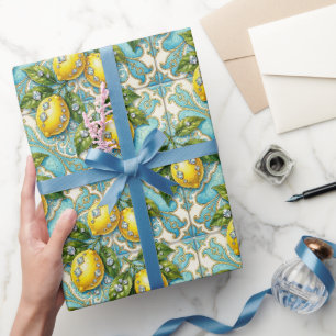 Amalfi-citroenen, diamanten & mediterrane tegels cadeaupapier