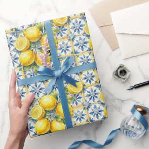 Amalfi-citroenen, diamanten & mediterrane tegels cadeaupapier