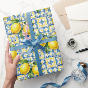 Amalfi-citroenen, diamanten & mediterrane tegels  cadeaupapier