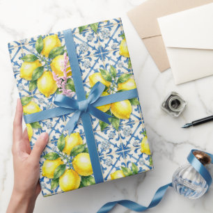 Amalfi-citroenen, diamanten & mediterrane tegels  cadeaupapier