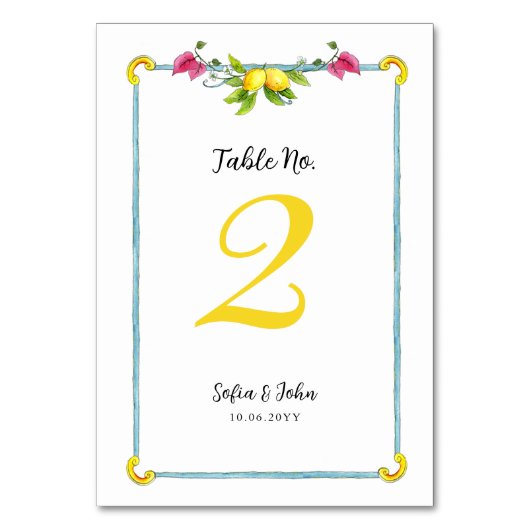 Amalfi-citroentrouwlijstnummer Kaart (Voorkant)