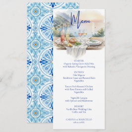 Amalfi Coast Amore Aquarel Italië Zee Bruiloft Menu
