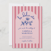 Amalfi Coast Amore Bougainvillea Stripe Wedding Kaart (Voorkant)
