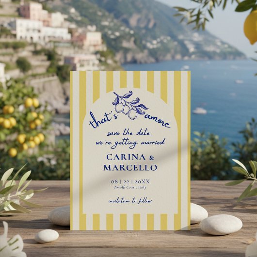 Amalfi Coast Amore Citroenstreep Bruiloft Save The Date