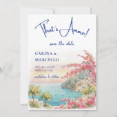 Amalfi Coast Amore Italy Sunset Glow Wedding Save The Date (Voorkant)