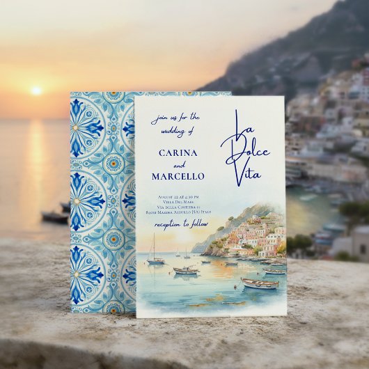 Amalfi Coast Amore | La Dolce Vita Sunset Wedding Kaart