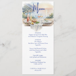 Amalfi Coast Amore Watercolor Italy Sea Wedding Menu