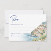 Amalfi Coast Amore | Watercolor Seaside Wedding RSVP Kaartje (Voorkant)