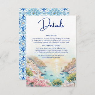 Amalfi Coast Amore Watercolor Wedding Details  Informatiekaartje