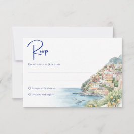 Amalfi Coast Amore | Watercolor Zeehuwelijk RSVP Kaartje