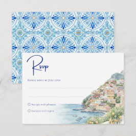 Amalfi Coast Amore | Watercolor Zeehuwelijk RSVP Kaartje