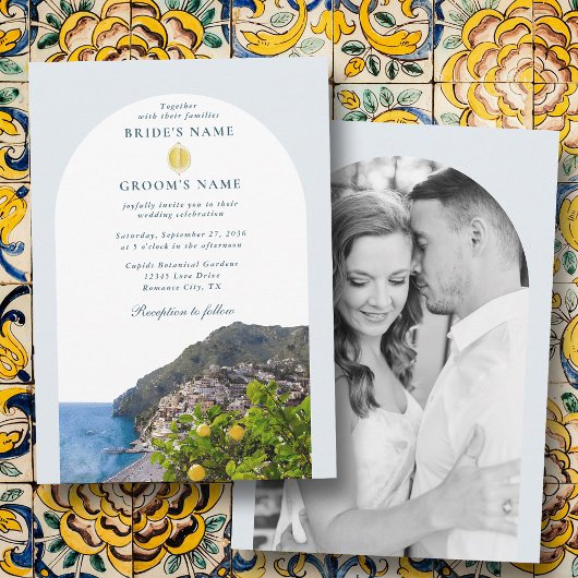 Amalfi Coast Arch Italy Lemons Wedding Photo Kaart