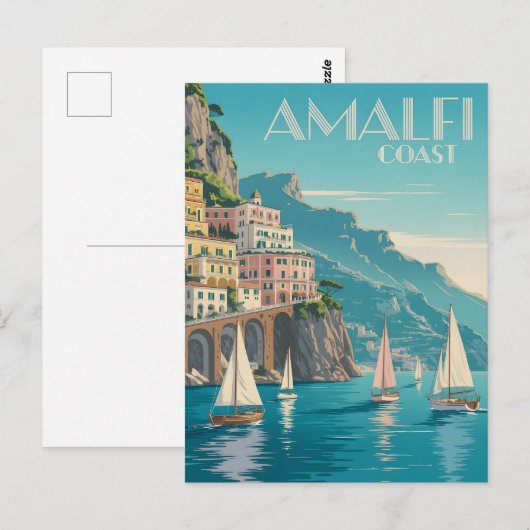 Amalfi Coast art deco Briefkaart (Voorkant / Achterkant)