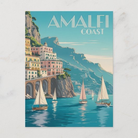 Amalfi Coast art deco Briefkaart (Voorkant)