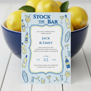 Amalfi Coast Blauw en Wit Gestreept Vul de Bar Kaart