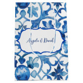 Amalfi Coast Blauw Witte Tegels Italië Medium Cadeauzakje (Achterkant)