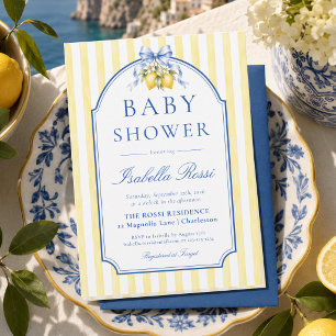 Amalfi Coast Blauwe Strik Citroen Baby Shower  Kaart